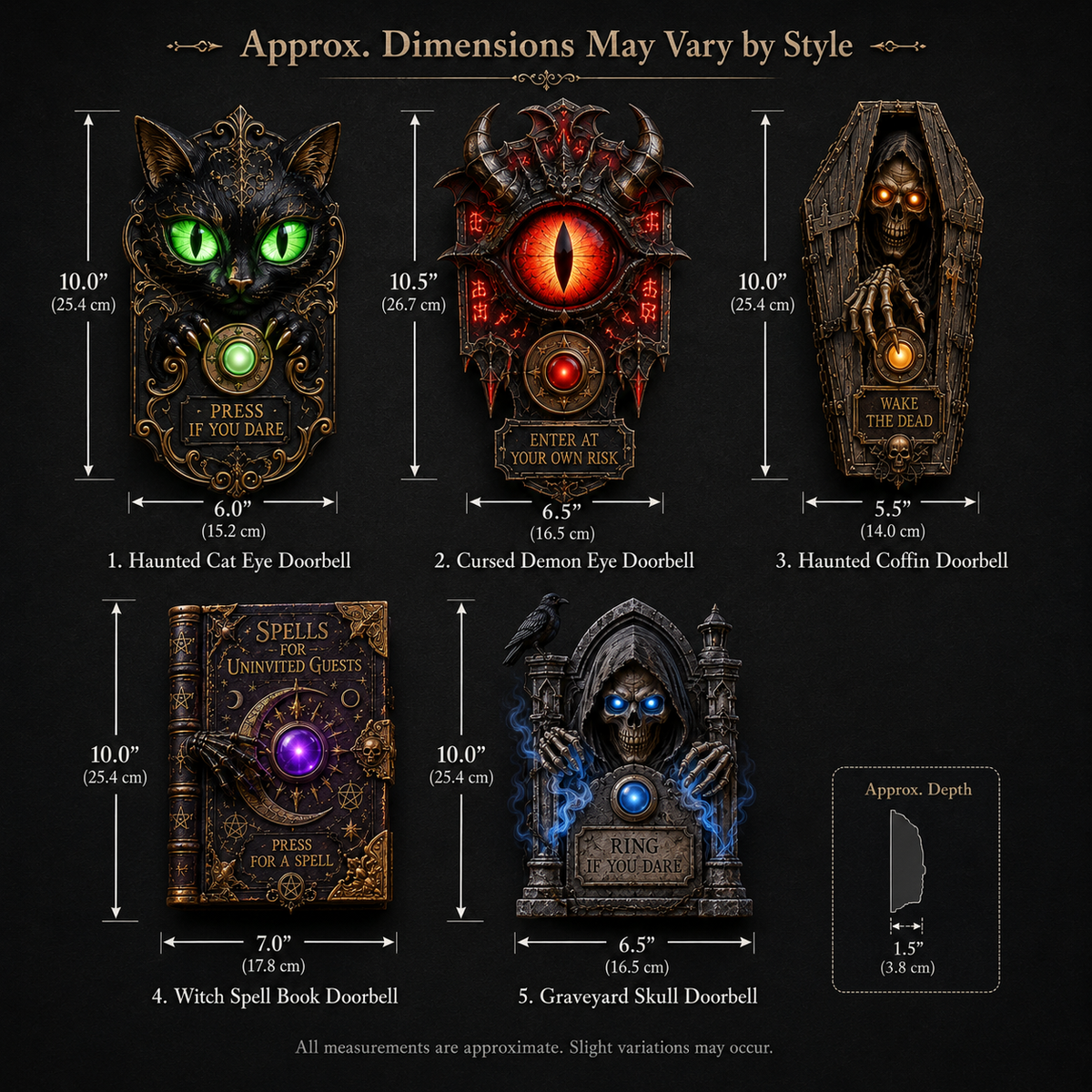 Haunted Doorbell dimensions by style