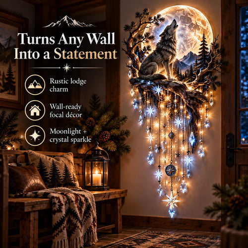 🐺🌕 Wolf Howling Moon Starfall Wall Light – Bring The Wild Home
