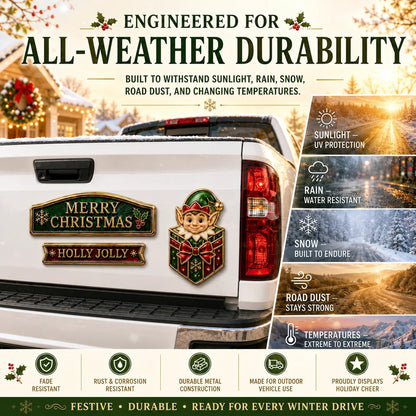 🔥 50K+ SOLD – 🎄 3-Piece Christmas Car Emblem Metal Badge Set | 3D Enamel Holiday Badges with Adhesive Backing for Trucks, SUVs & Festive Gifts 🎅✨