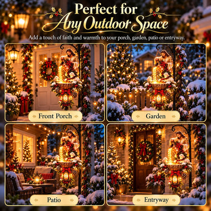 🔥last Day 48% Off-✝️✨ Jesus Blessing Hanging Fountain – Lighted Christian Christmas Garden Decor