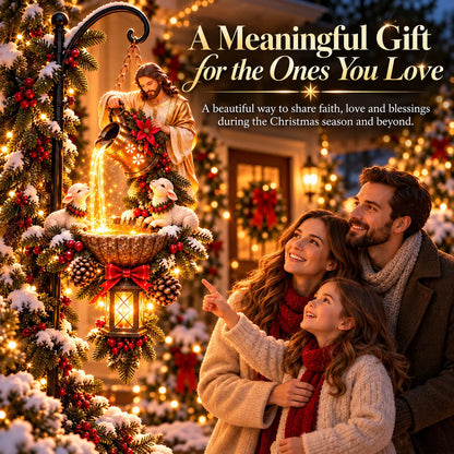 🔥last Day 48% Off-✝️✨ Jesus Blessing Hanging Fountain – Lighted Christian Christmas Garden Decor