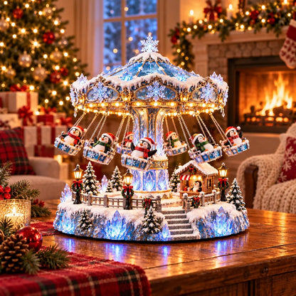 🎄 Christmas Sale 49% OFF! 🐧 Penguin Winter Swing Carnival – Light-Up Rotating Christmas Decoration ❄️✨