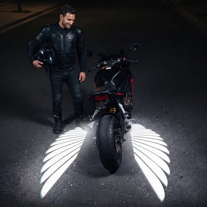 🏍️ IP67 Waterproof & Dustproof Angel Wing Motorcycle LED Projector Lights (1 Pair)
