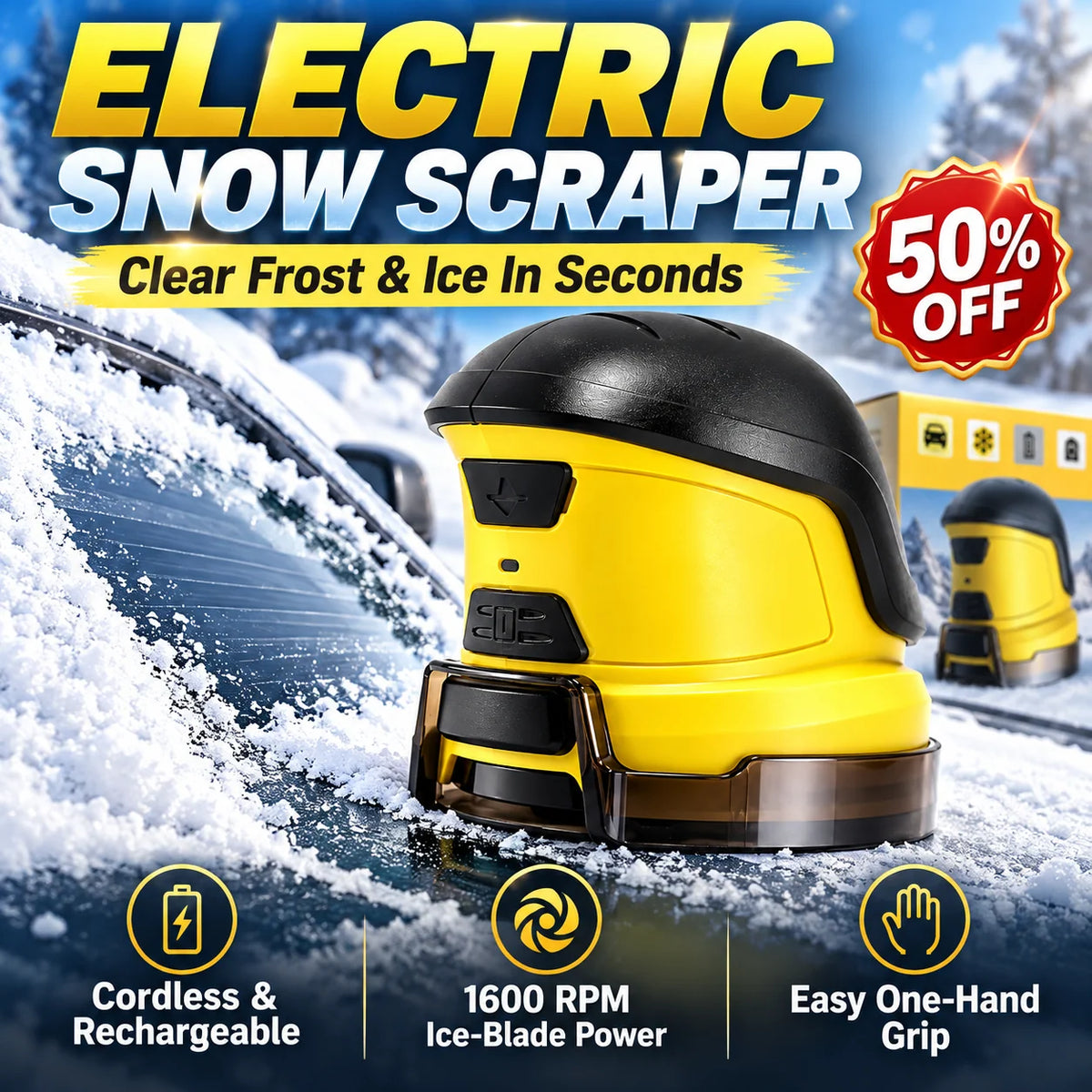 Cordless Electric Snow Scraper | Clear Frost & Ice in Seconds