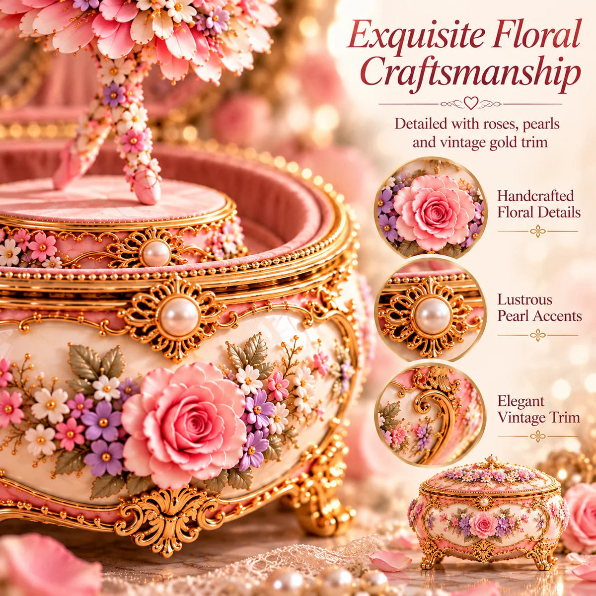 🌸Floral Ballerina Music Box – A Romantic Keepsake With a Magical Butterfly Reveal 🦋