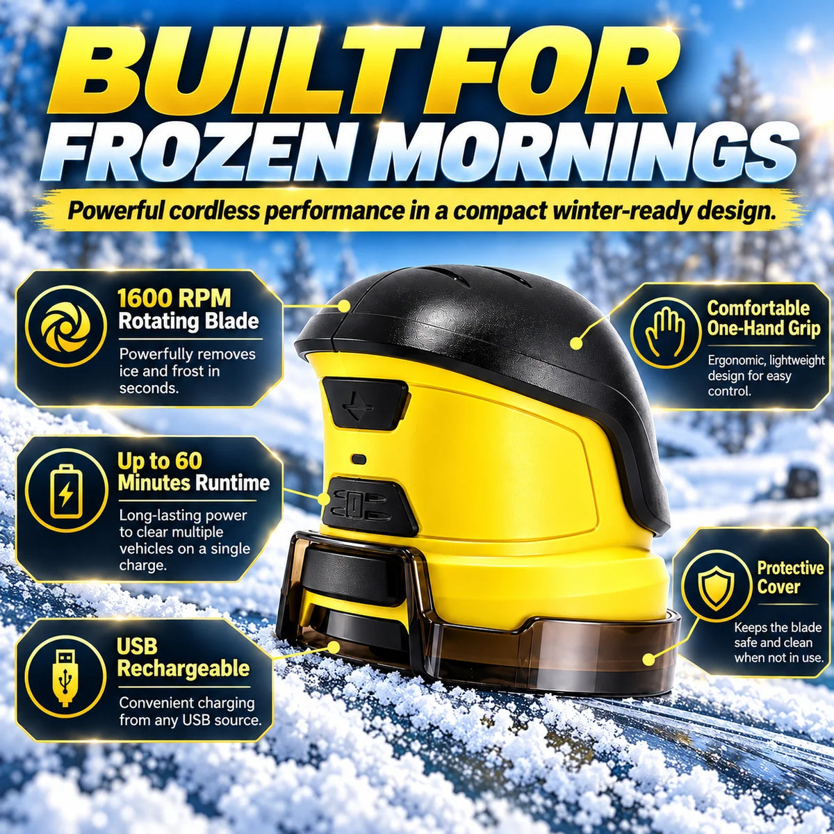 Cordless Electric Snow Scraper | Clear Frost & Ice in Seconds
