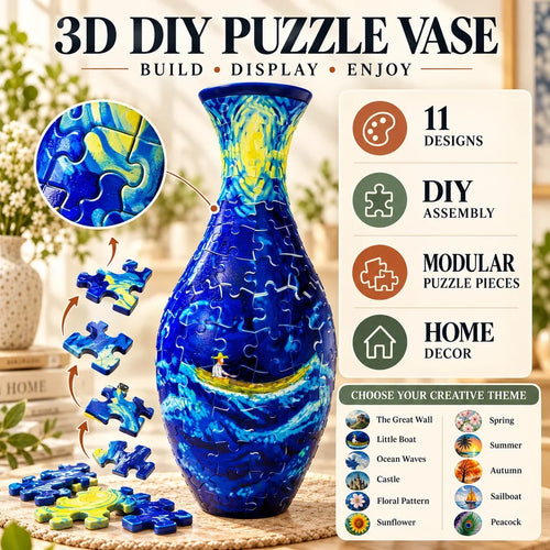 🔥Hot Sale🔥 ✨ 3d Diy Puzzle Vase – 11 Creative Designs, Decorative Flower Vase & Craft Gift