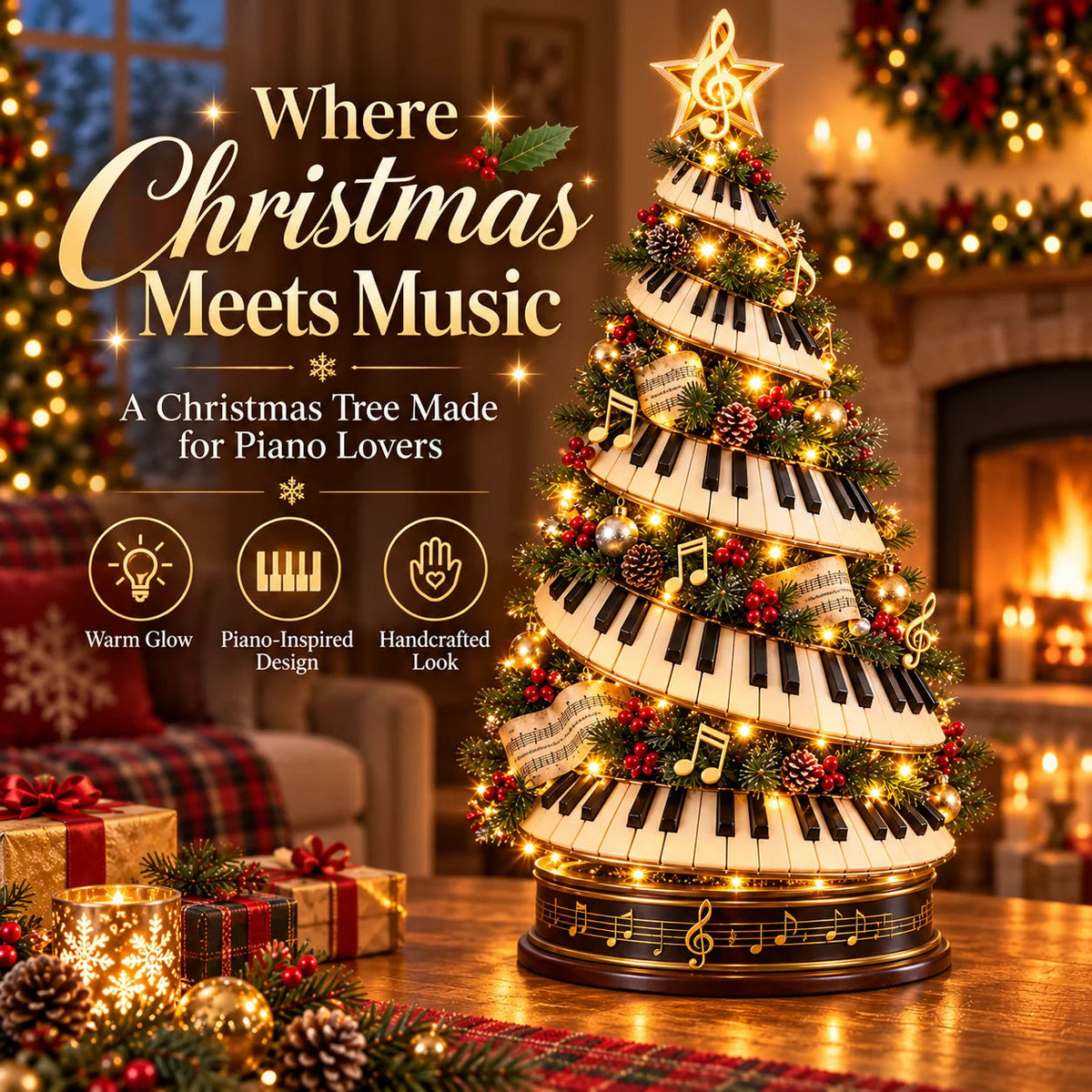 🎄 Christmas Hot Sale - 🎹✨Where Music Meets Christmas Magic – Glowing Piano Tree