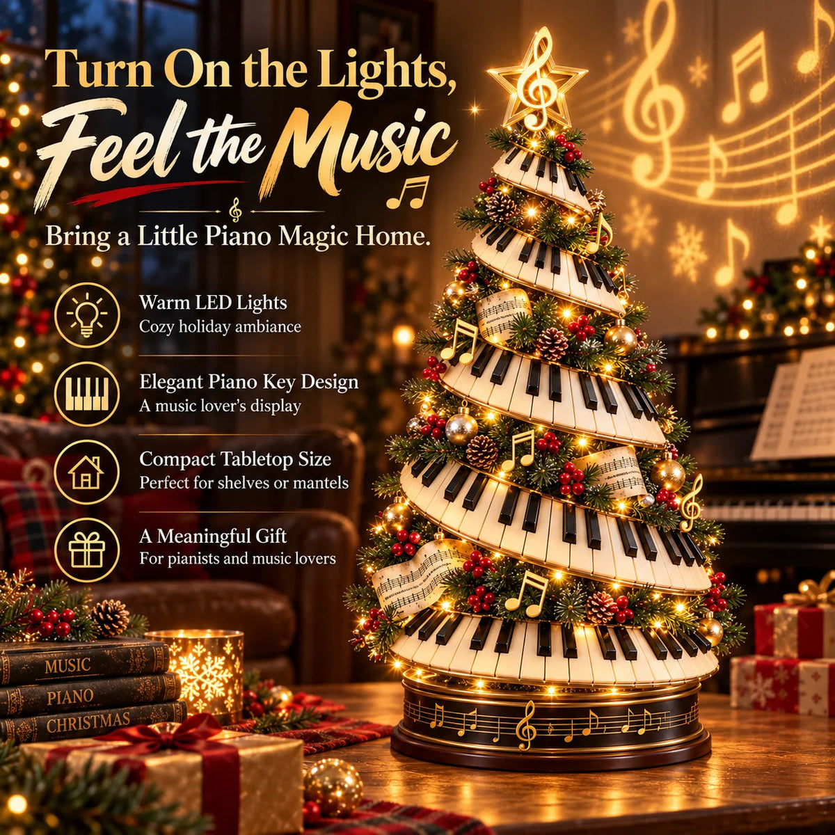 🎄 Christmas Hot Sale - 🎹✨Where Music Meets Christmas Magic – Glowing Piano Tree