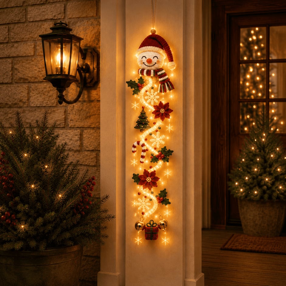 ⏳ ⏳Letzter Tag mit 49 % Rabatt – 🎄MerryCascade Leuchtender Weihnachts-Türhänger | 6 festliche Lichterdesigns, warmes Licht, 3D-Details und platzsparende vertikale Dekoration ✨