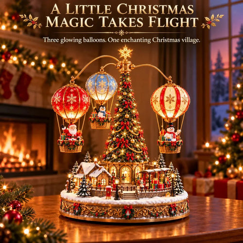 🎅🎈 Animated Christmas Hot Air Balloon Village – Light-Up Holiday Display