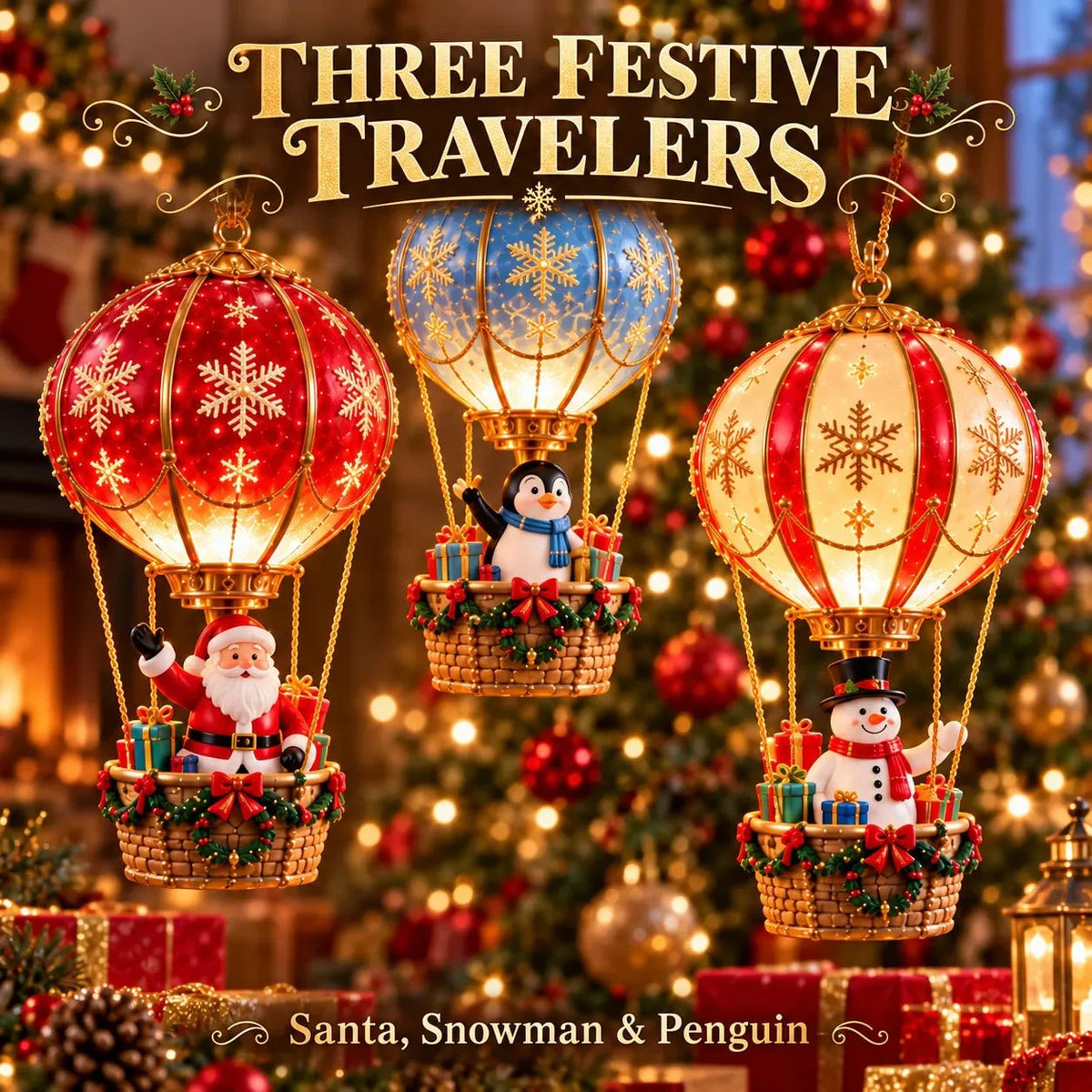 🎅🎈 Animated Christmas Hot Air Balloon Village – Light-Up Holiday Display