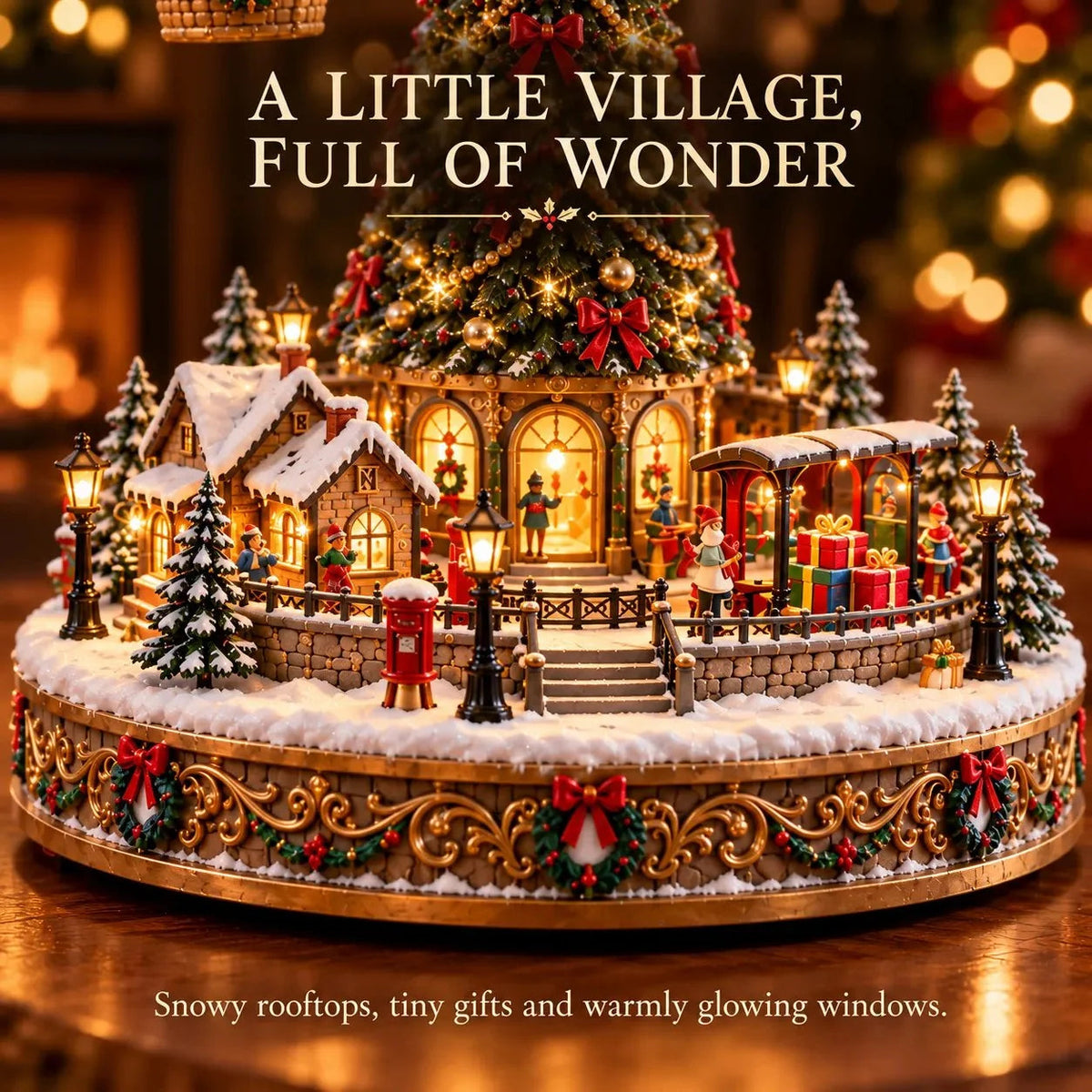 🎅🎈 Animated Christmas Hot Air Balloon Village – Light-Up Holiday Display