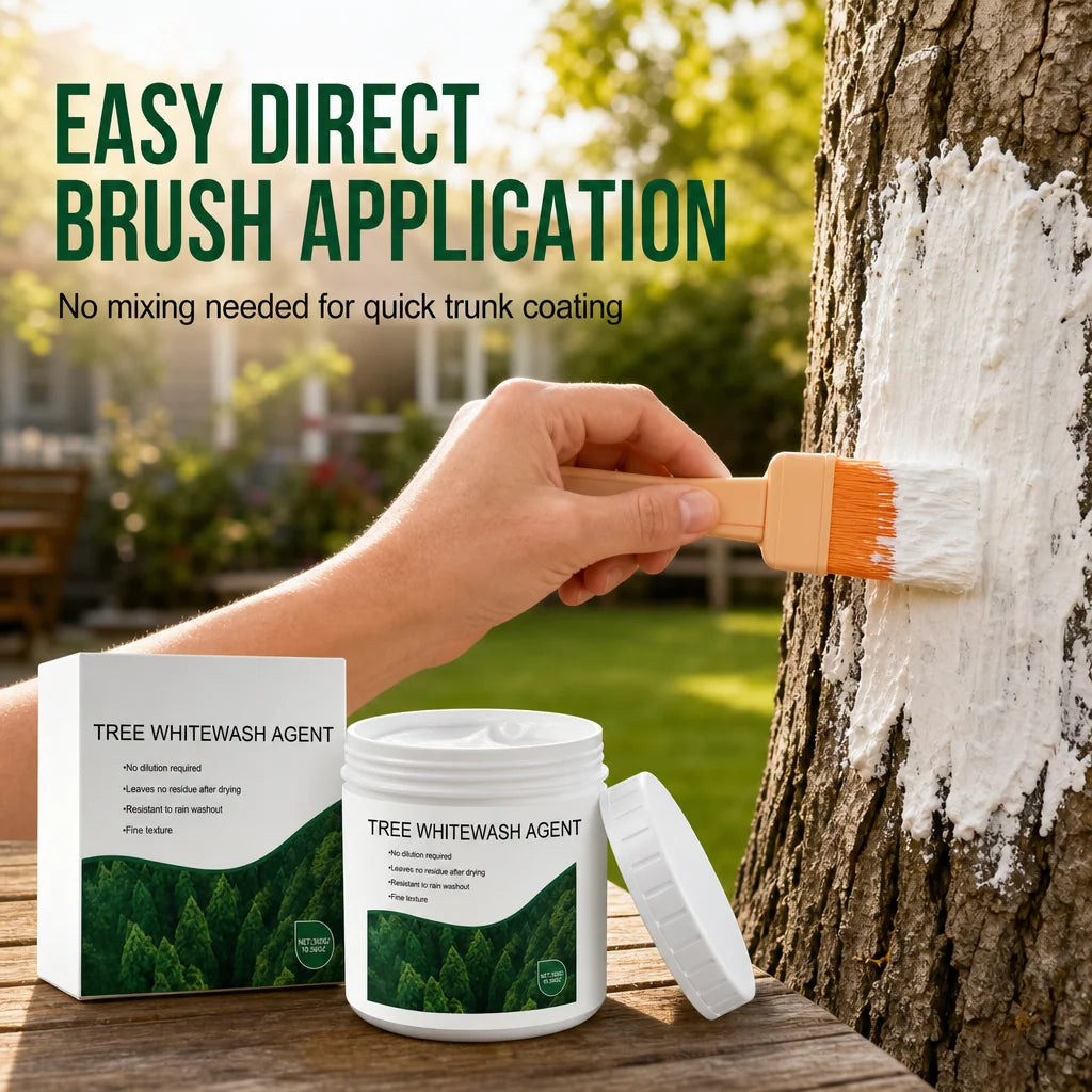 Tree Trunk Whitewash Protective Set 300g with Brush for Frost and Insect Protection on Roadside Trees🍀