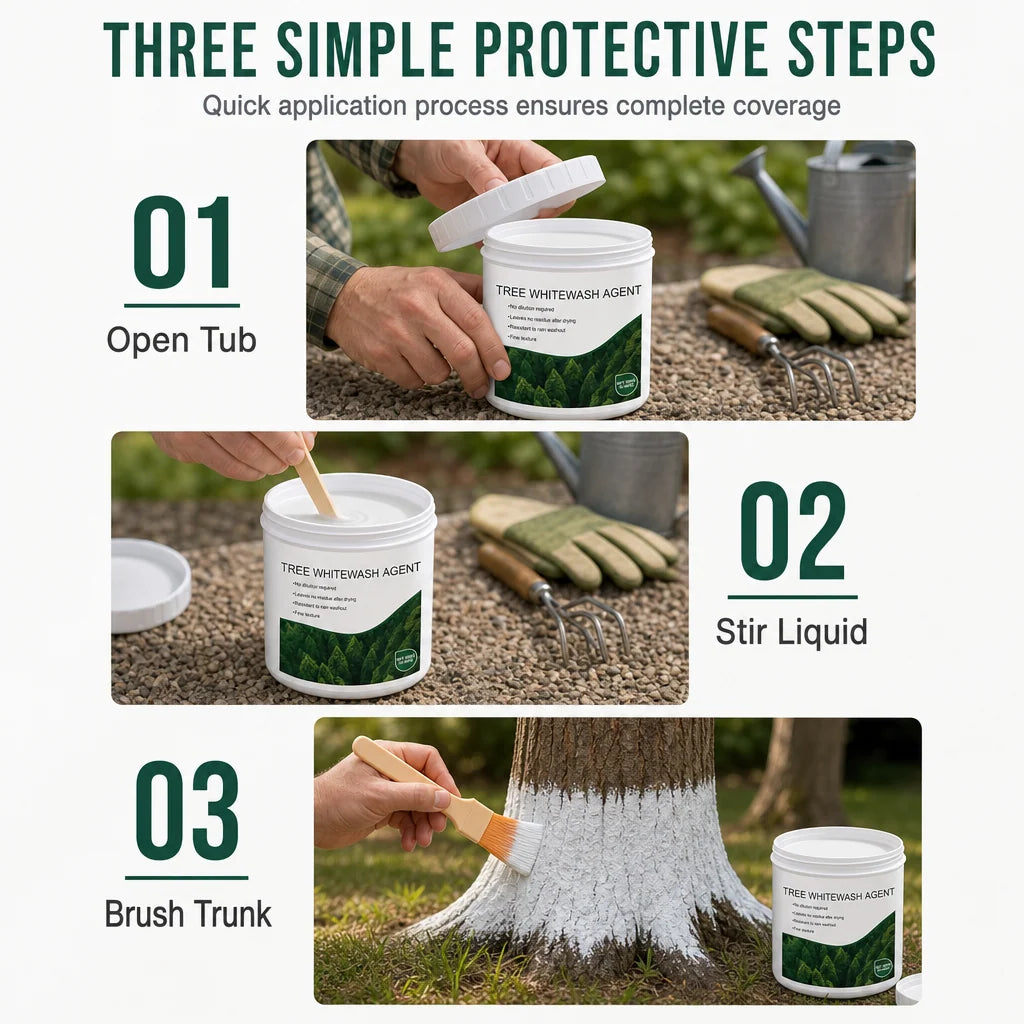 Tree Trunk Whitewash Protective Set 300g with Brush for Frost and Insect Protection on Roadside Trees🍀