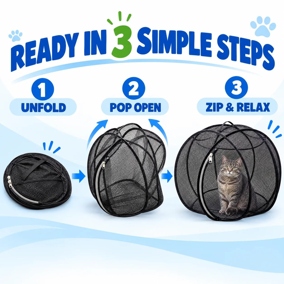 🐱 Pop Up Cat Playpen | 32-Inch Breathable Mesh Enclosure for Indoor & Outdoor Use 🌿