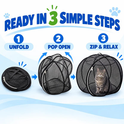 🐱 Pop Up Cat Playpen | 32-Inch Breathable Mesh Enclosure for Indoor & Outdoor Use 🌿