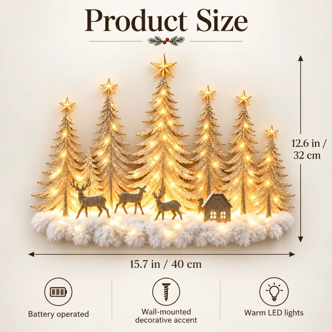 Christmas woodland wall decor size 15.7 by 12.6 inches