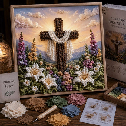 ✝️ 3D Christian Fabric Poke Art Kit – No-Sew Faith Craft & Meaningful Home Décor