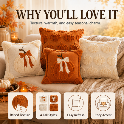 Jacquard Pumpkin Pillow Covers – 18x18 Inch