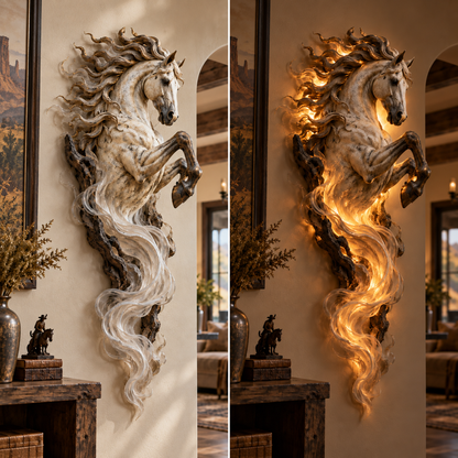 ✨ Celestial Flame™ Unicorn Wall Sculpture – Sculptural Beauty by Day, Warm Magic by Night