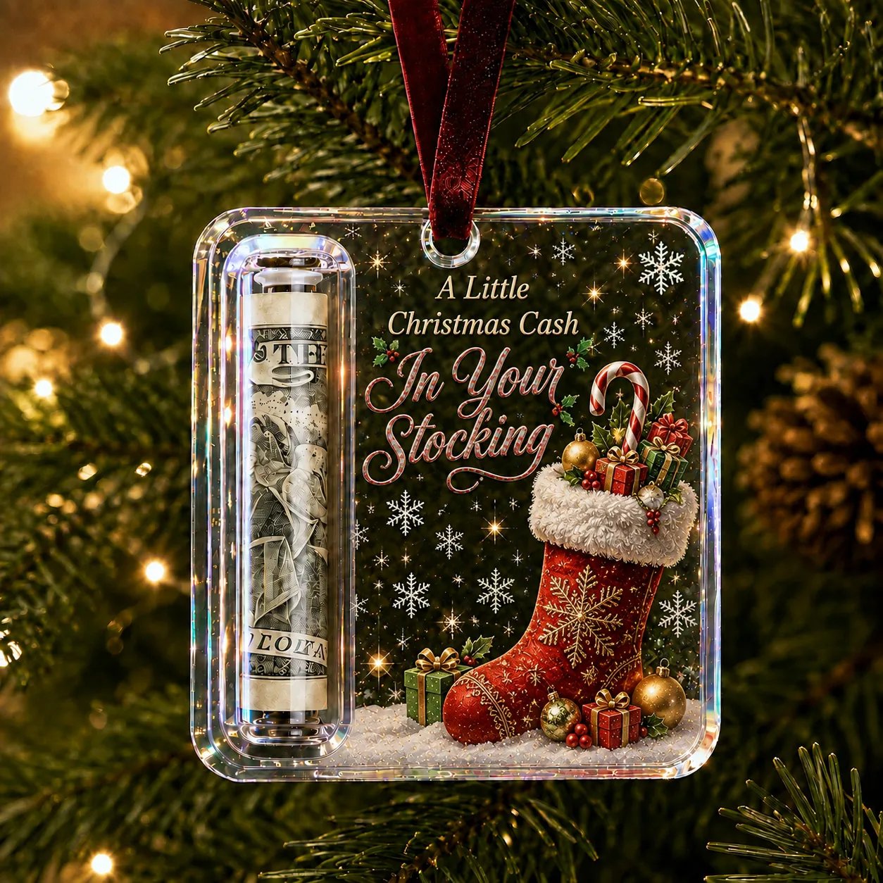 🔥Last day with huge discounts! – ✨🎄Christmas Cash Gift Holder Ornament