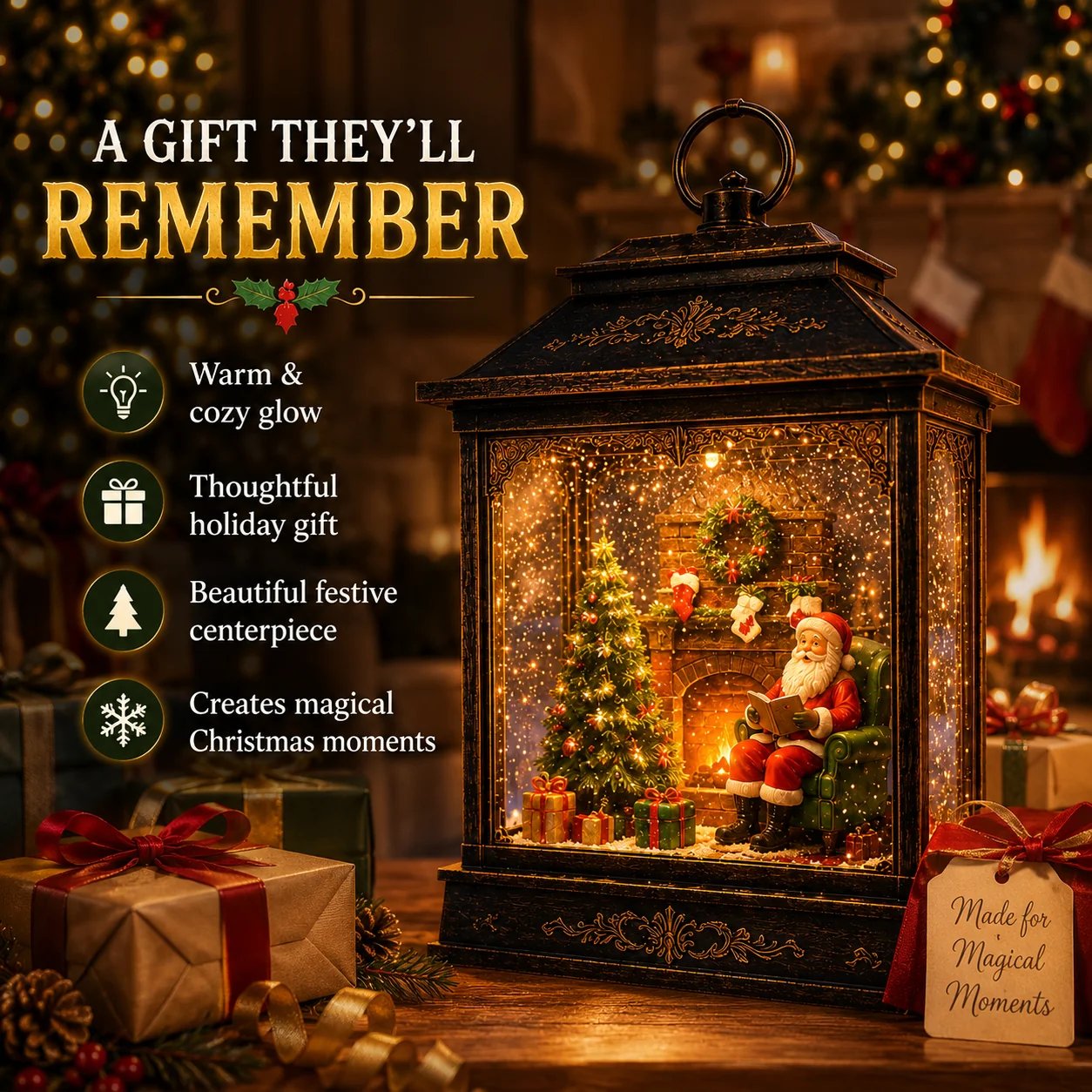 🎅 Santa’s Magical Fireplace Lantern-🎄 Bring the Magic of Christmas Home ✨