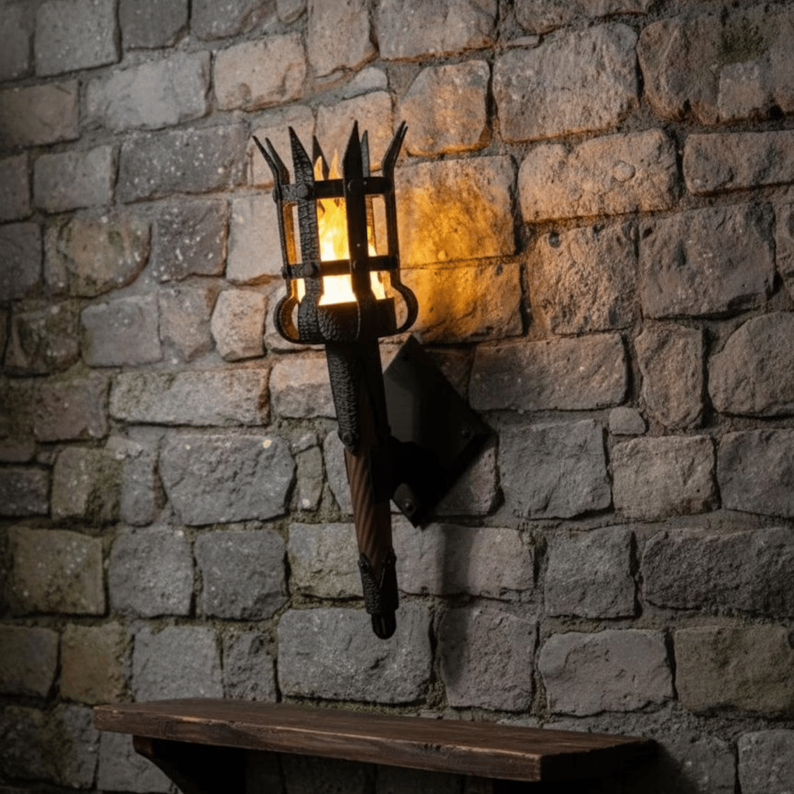 Medieval Torch Wall Sconce: Battery LED Realistic Candle Light with Remote