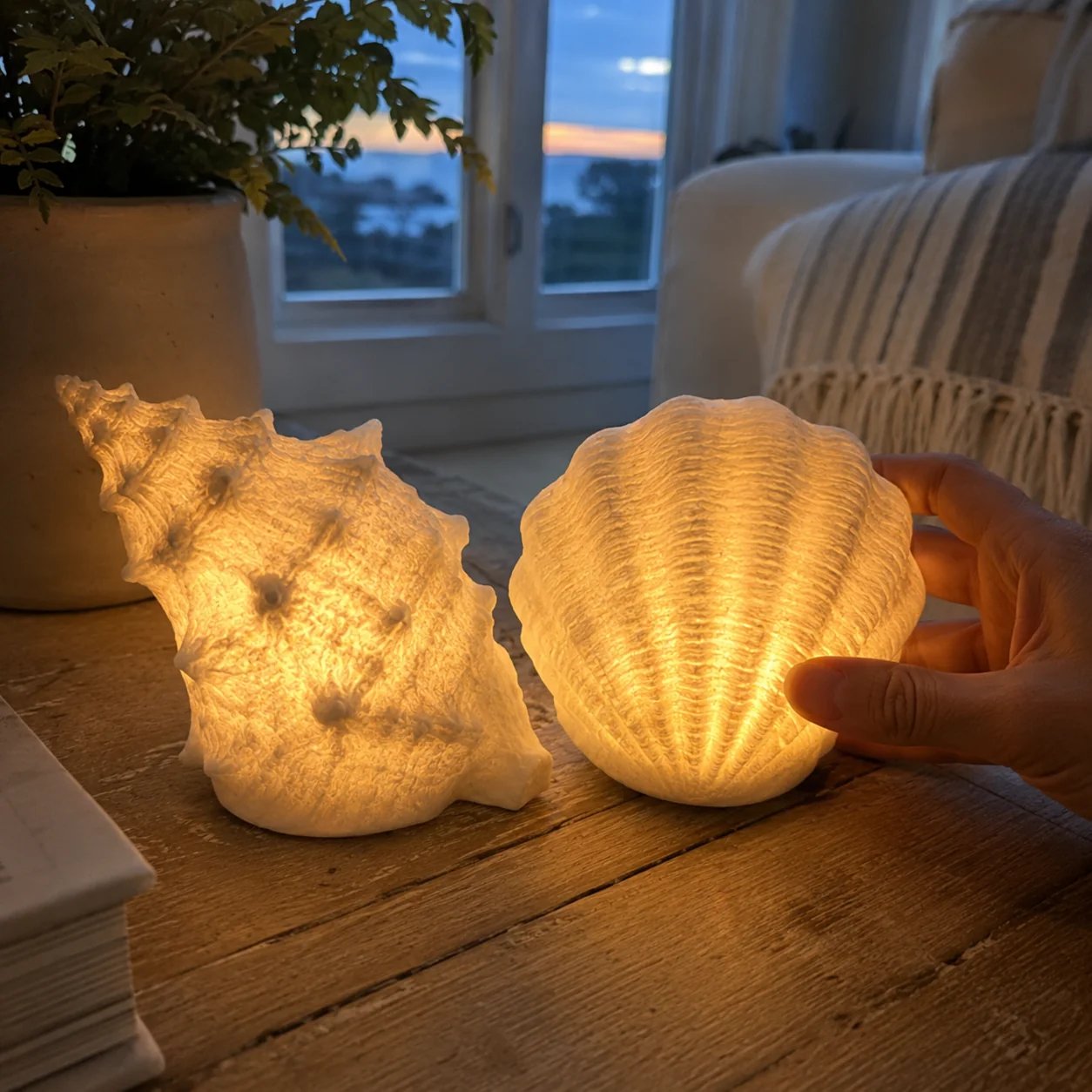 🌊✨Coastal Afterglow Shell & Conch Light Set