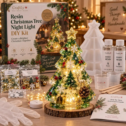 🎄 Christmas Hot Sale - 50% OFF✨Beginner-Friendly Resin Christmas Tree Night Light DIY Kit | Complete Kit with Mold, Resin, Fairy Lights & Festive Decorations ✨