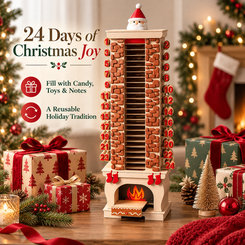 🎅 24 Days of Christmas Magic™ – Santa Fireplace Advent Calendar with Fillable Surprise Compartments