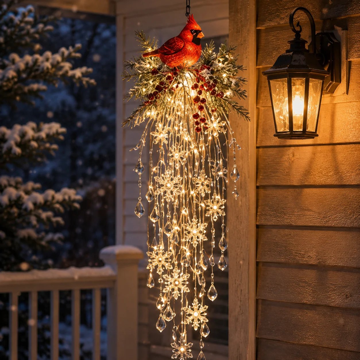 Crystal Cascade Christmas Light™ – Hanging Snowflake & Crystal LED Porch Décor ✨❄️