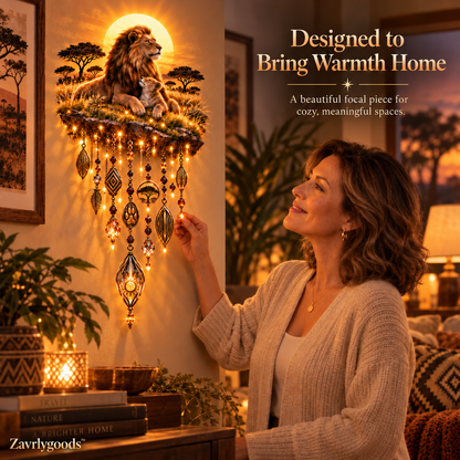 Majestic Savannah Family Glow™ – Lion & Cub Illuminated Wall Decor