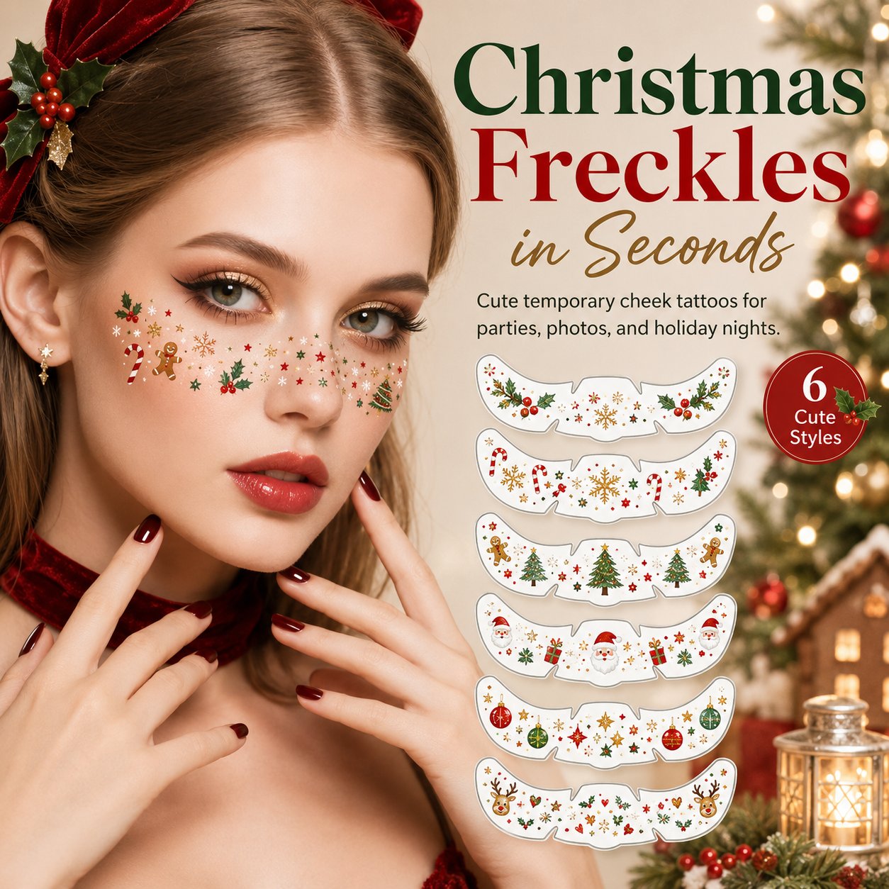 ✨ Temporary Freckle Face Tattoos – 6 Themed Styles for Every Mood