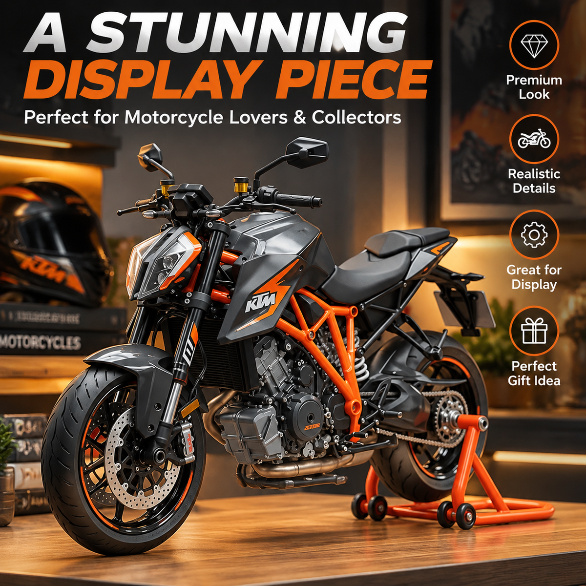 🔥LAST DAY 50%🏍️ Motorcycle Model Kit – 1:6 Scale DIY Assembly & Fuel-Powered Engine
