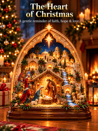 ⭐ Bethlehem's Promise™ – Lighted 3D Nativity Village with Radiant Star of Bethlehem