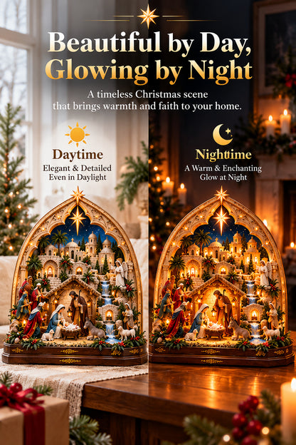 ⭐ Bethlehem's Promise™ – Lighted 3D Nativity Village with Radiant Star of Bethlehem