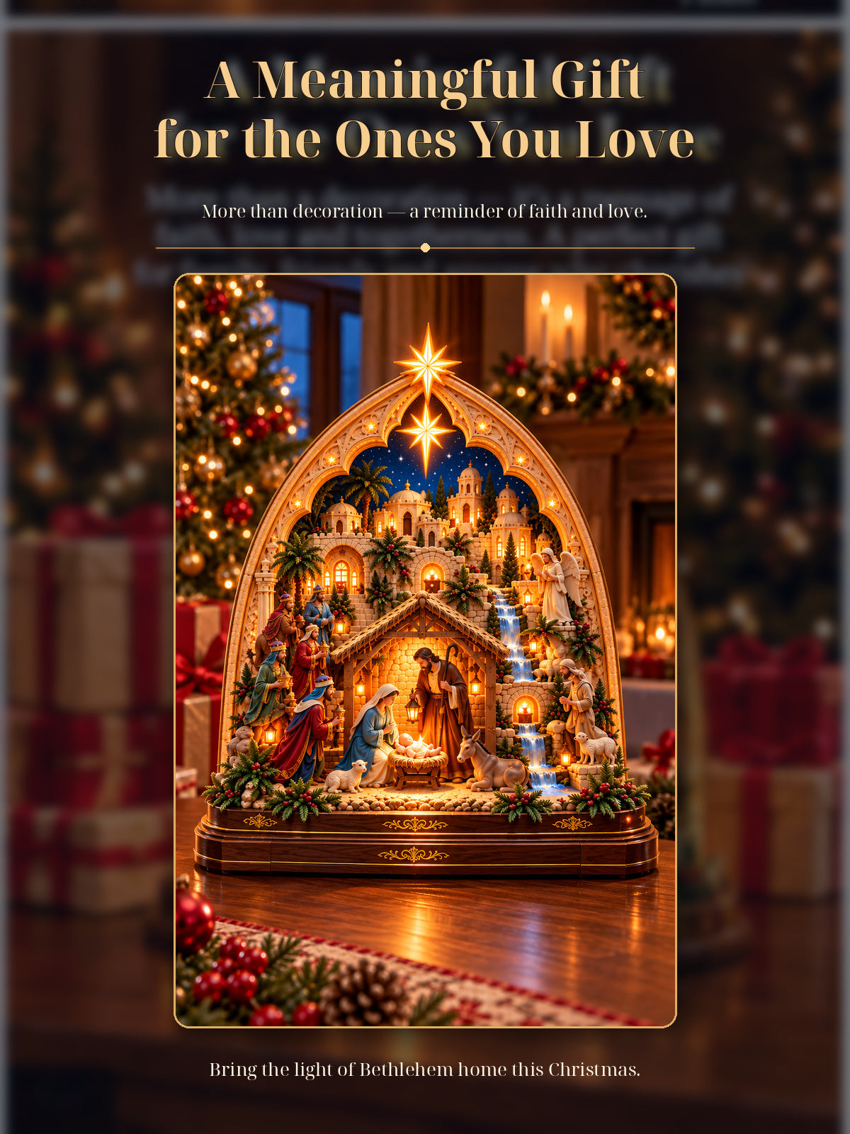 ⭐ Bethlehem's Promise™ – Lighted 3D Nativity Village with Radiant Star of Bethlehem