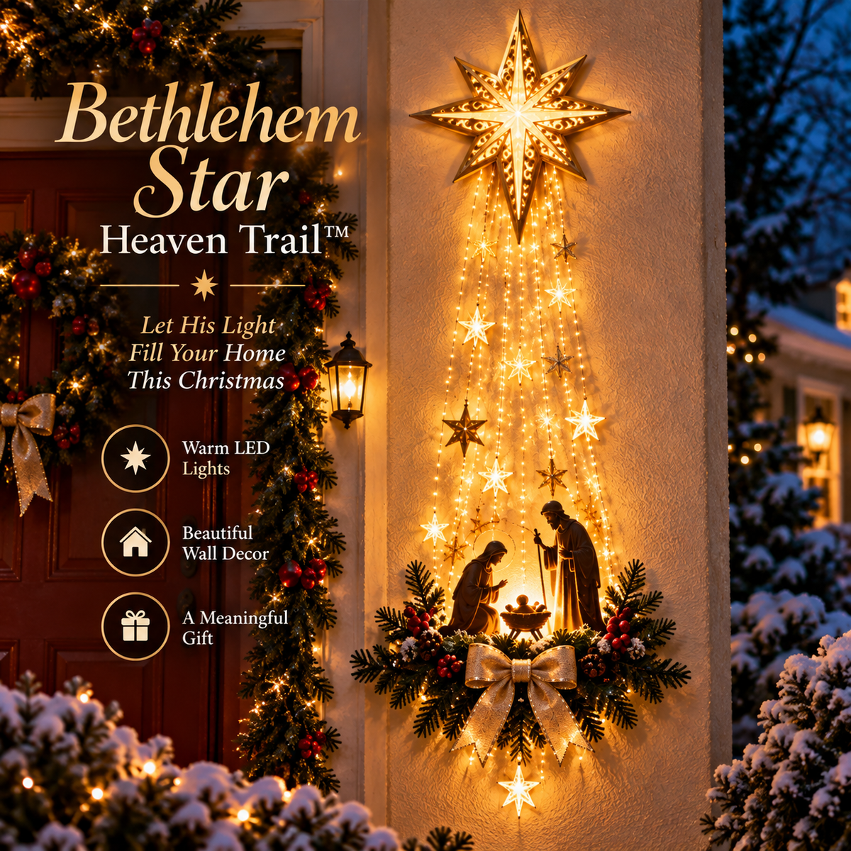 ✨✝️ Bethlehem Star of Faith™ – Lighted Nativity Wall Decor