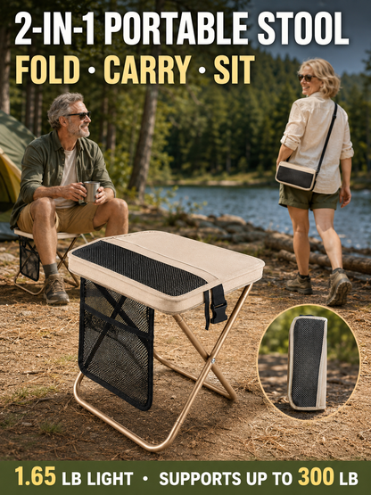 🔥 Outdoor Pick 🪑 12' Portable Folding Stool - Compact Collapsible Backpack Chair for Adults