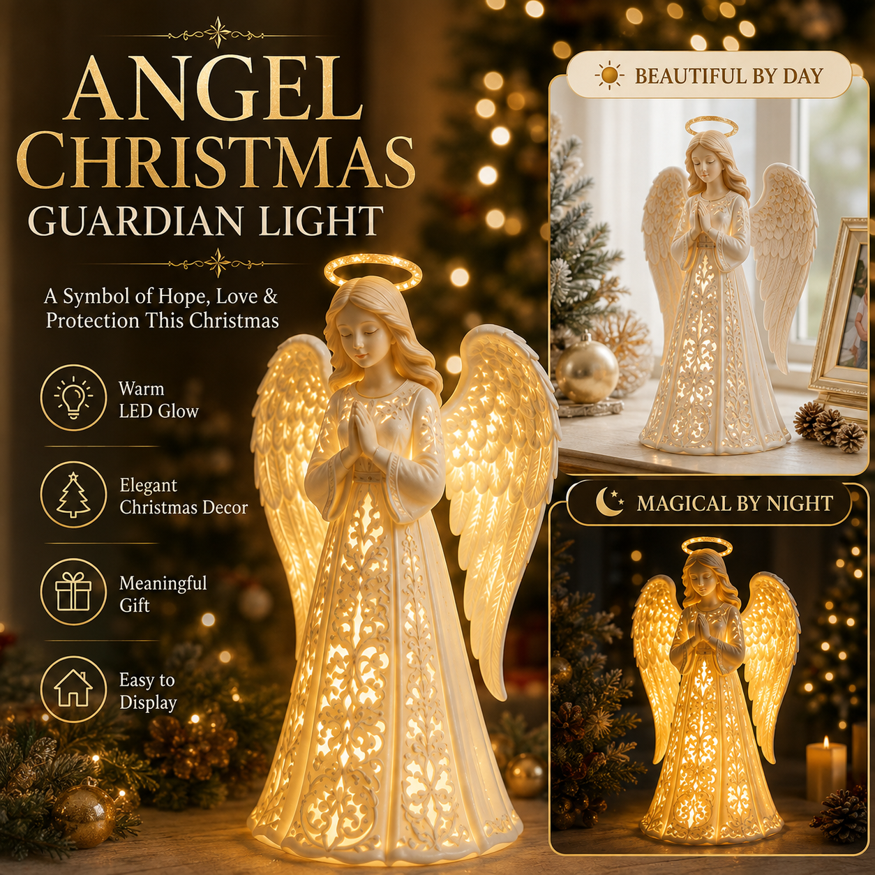🔥Hot Sale - 50% OFF🔥🪽✨ Angel Christmas Guardian Light – A Symbol of Hope, Love & Protection