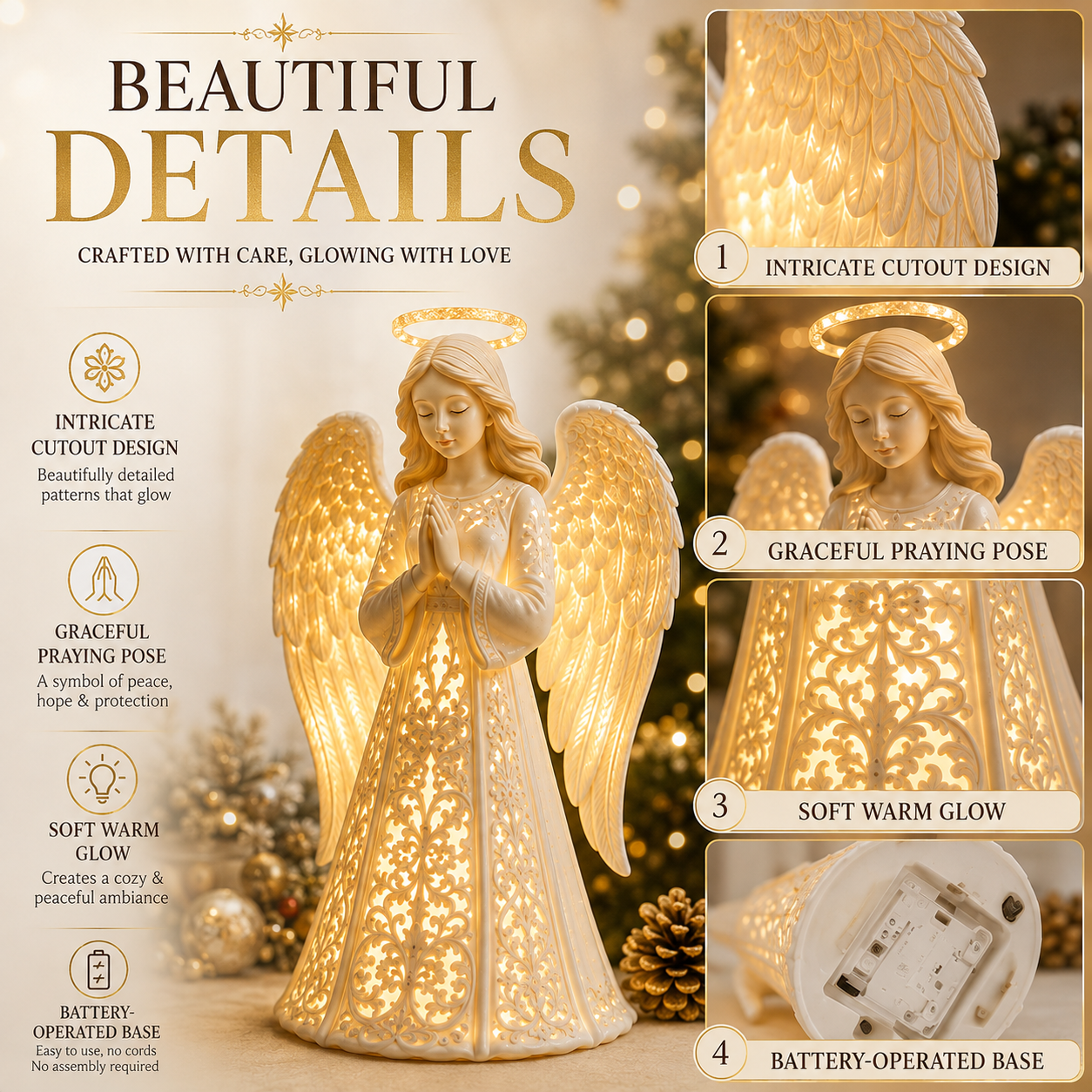🔥Hot Sale - 50% OFF🔥🪽✨ Angel Christmas Guardian Light – A Symbol of Hope, Love & Protection