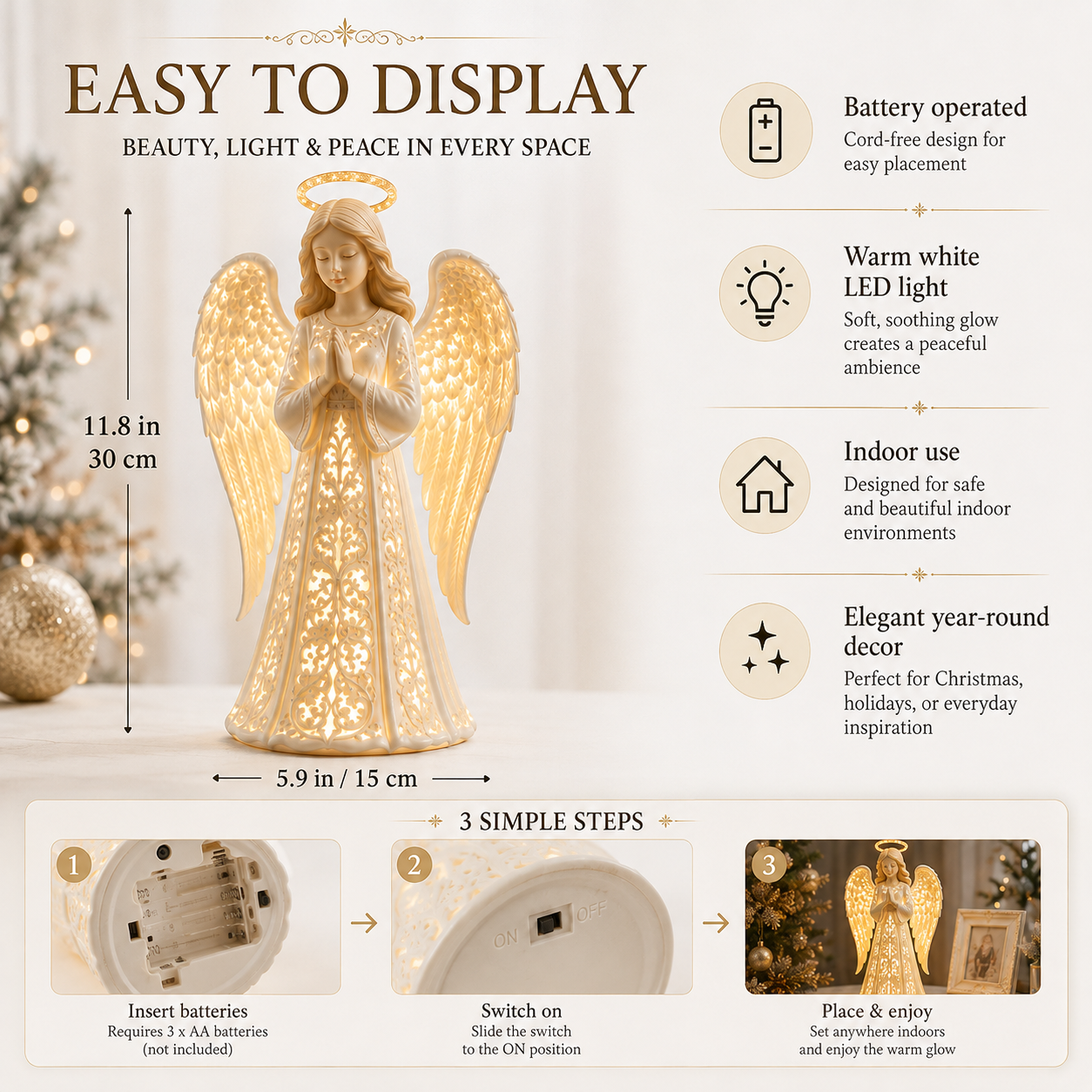 🔥Hot Sale - 50% OFF🔥🪽✨ Angel Christmas Guardian Light – A Symbol of Hope, Love & Protection
