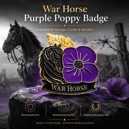 💜 War Horse Purple Poppy Remembrance Brooch – A Lasting Tribute to Service & Sacrifice