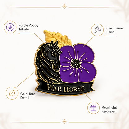 💜 War Horse Purple Poppy Remembrance Brooch – A Lasting Tribute to Service & Sacrifice