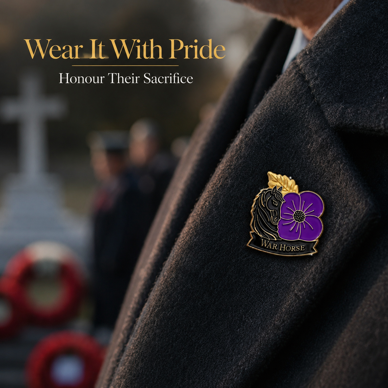 💜 War Horse Purple Poppy Remembrance Brooch – A Lasting Tribute to Service & Sacrifice