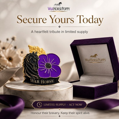 💜 War Horse Purple Poppy Remembrance Brooch – A Lasting Tribute to Service & Sacrifice