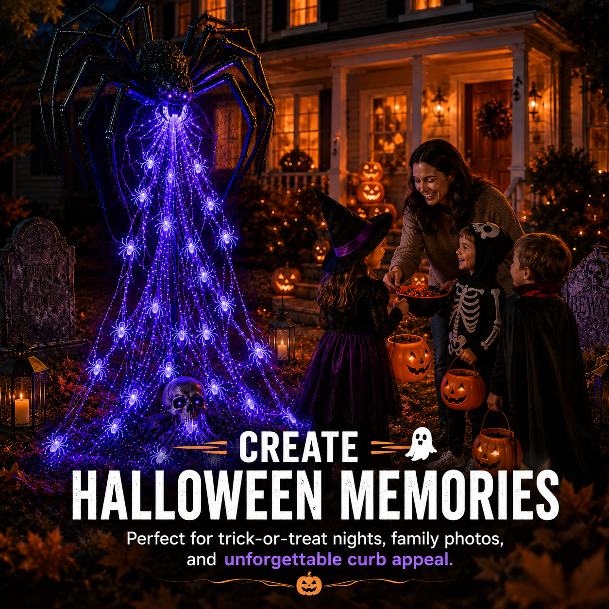 🎁Only Today 49% OFF 🔥 Halloween Spider Web Light Show🕷️
