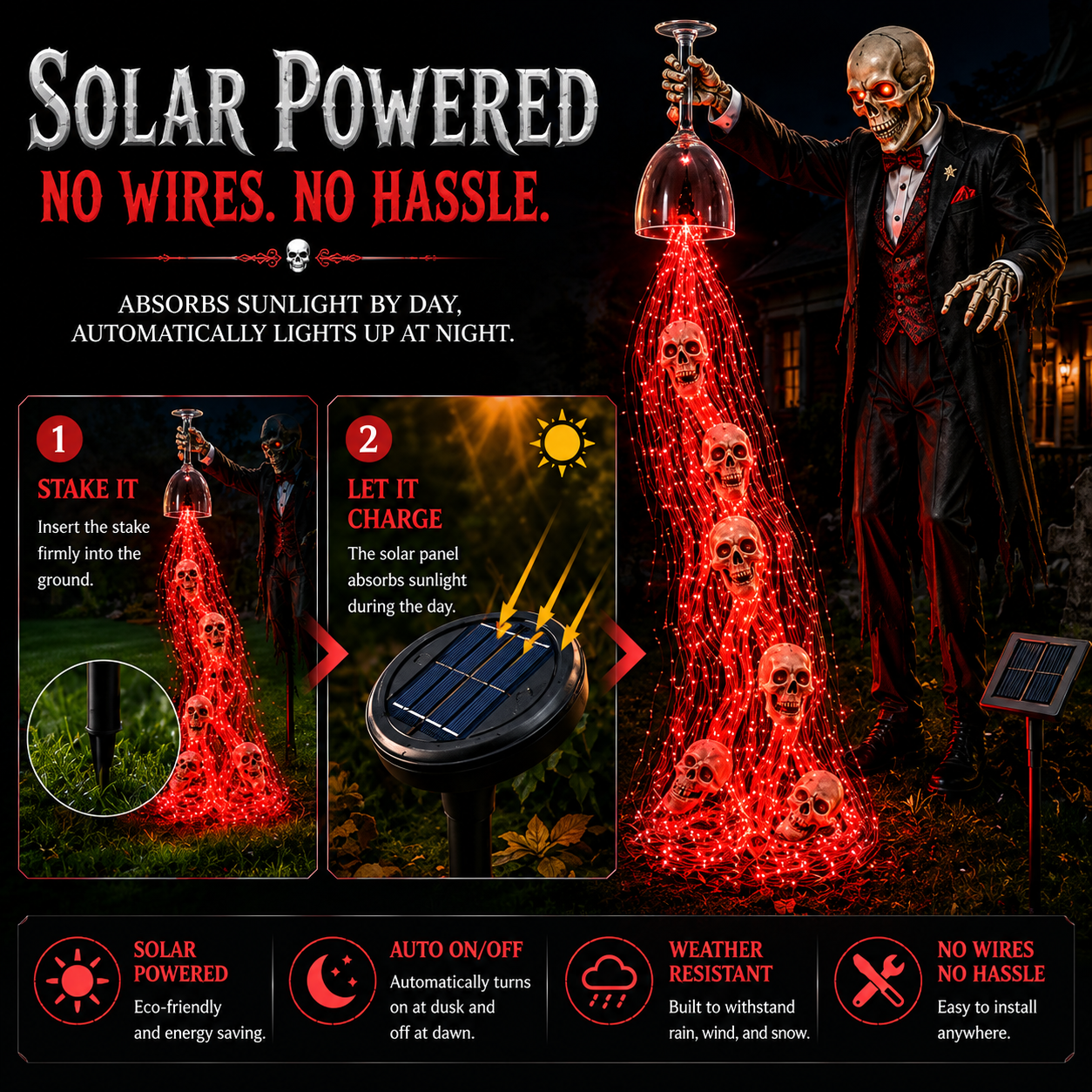 🔥Last day with huge discounts!💀Solar Reaper Soul Stream Halloween Garden Light