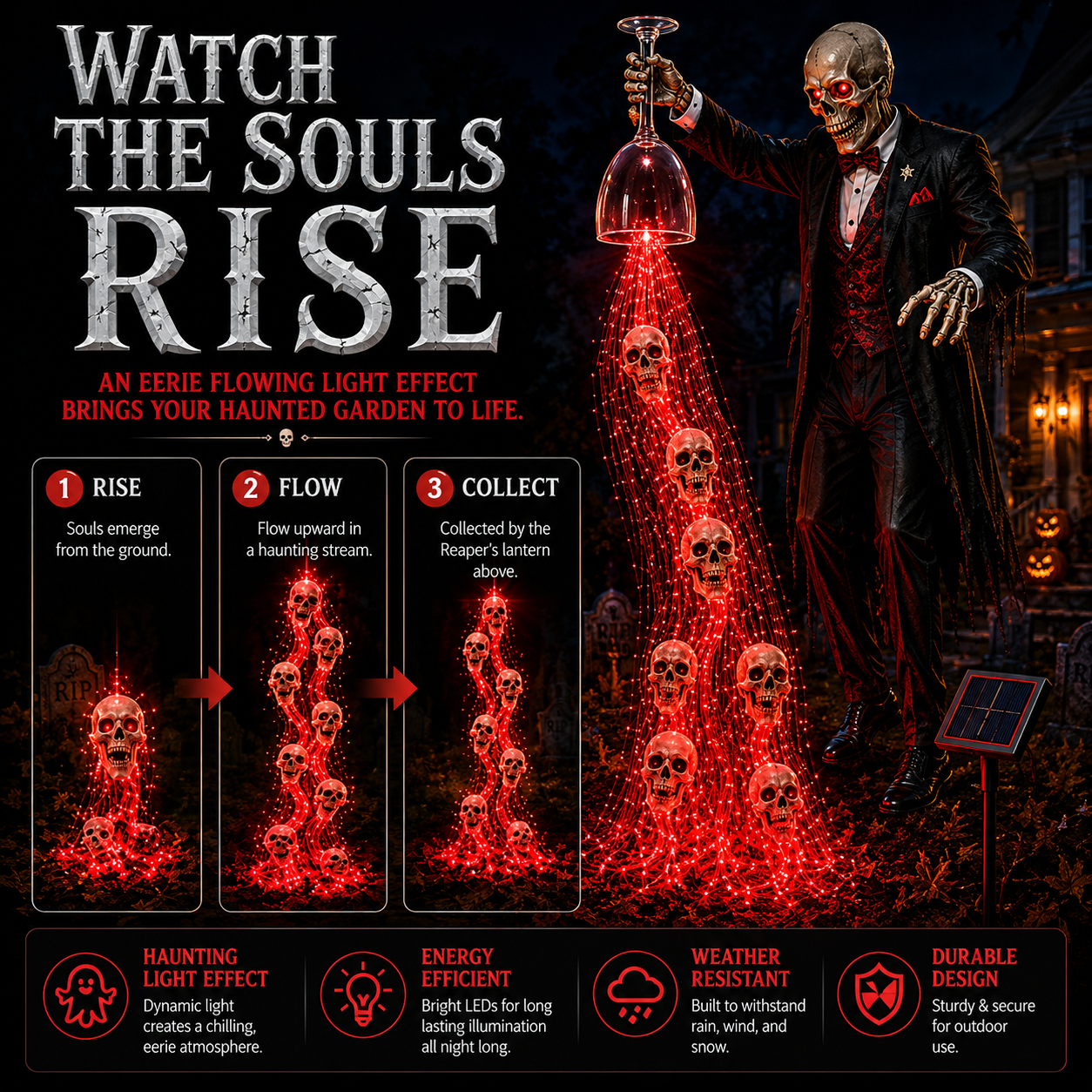 🔥Last day with huge discounts!💀Solar Reaper Soul Stream Halloween Garden Light